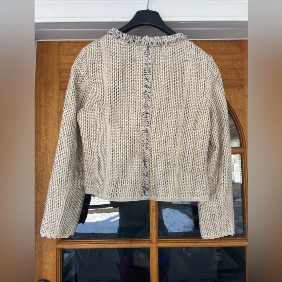 Worth cotton blend lightweight yellow tweed jacket size 16 - Picture 2 of 4